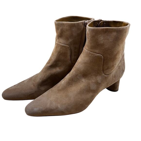 Vince Hela Dark Amber Tan Suede Bootie Kitten Heel Women's size 10 New With Flaw - Picture 4 of 9